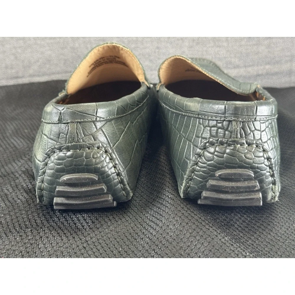 Donald J Pliner Vanda Snake Animal Print Slip On Driving Loafers Green 11.5 Mens